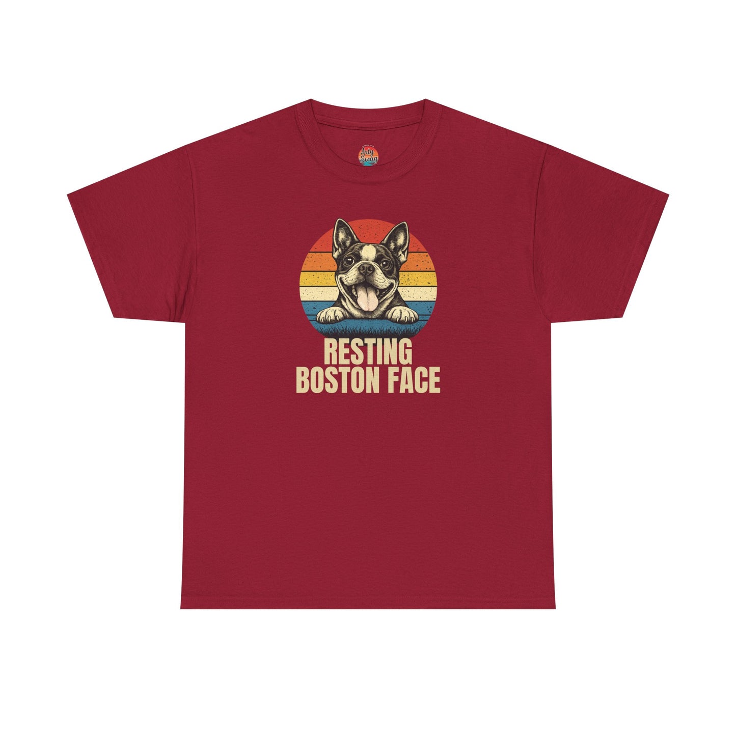 Boston Terrier Retro Tee — "Resting Boston Face" Vintage Dog Graphic T-Shirt