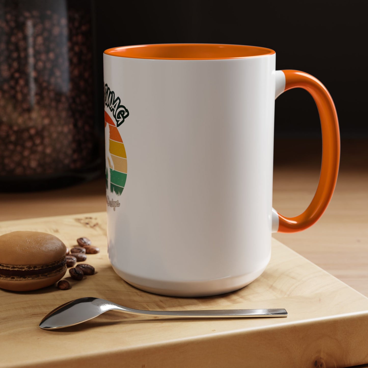 Bigfoot Retro Sunset Coffee Mug — "Arty Swag" Design, 11/15oz Accent