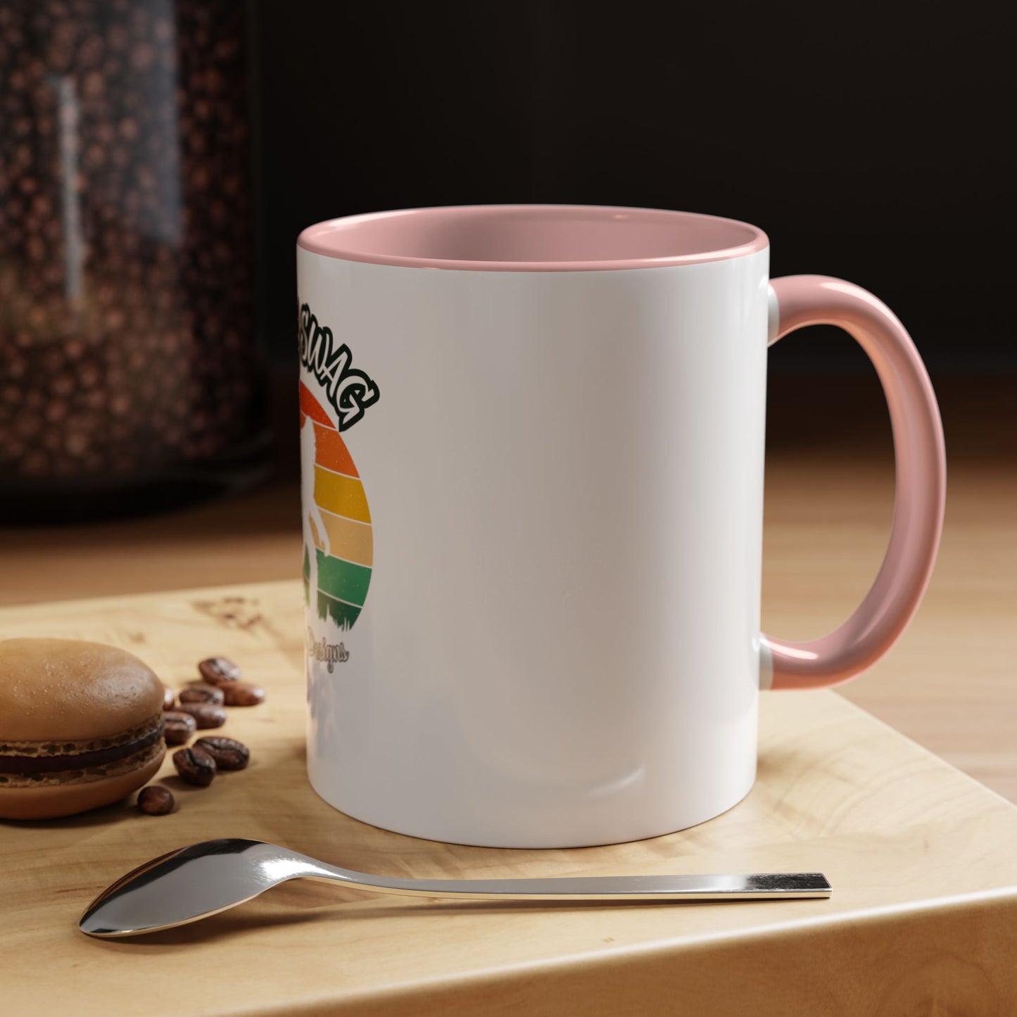 Bigfoot Retro Sunset Coffee Mug — "Arty Swag" Design, 11/15oz Accent