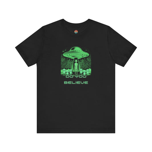 UFO Believer Tee - Fun Unisex Jersey T-Shirt for Sci Fi Enthusiasts