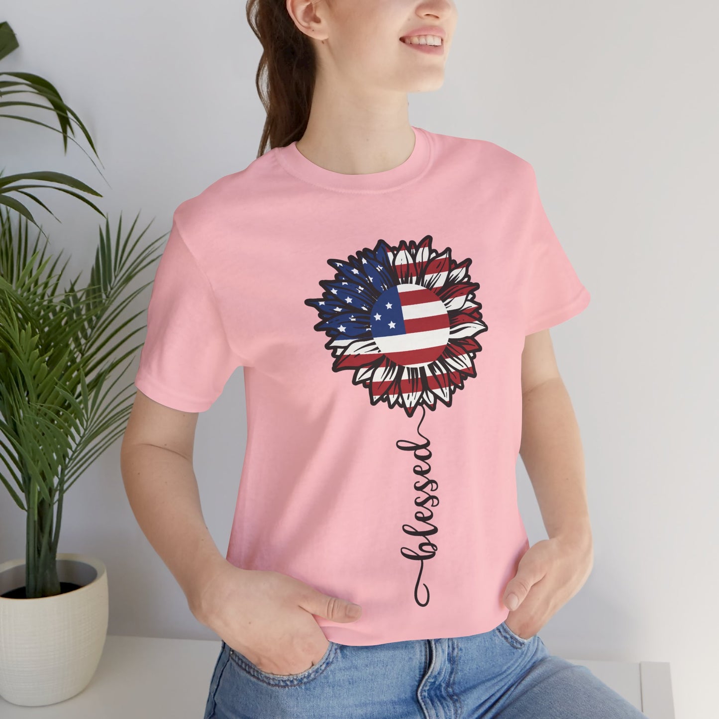 Patriotic Sunflower “Blessed” Unisex T-Shirt