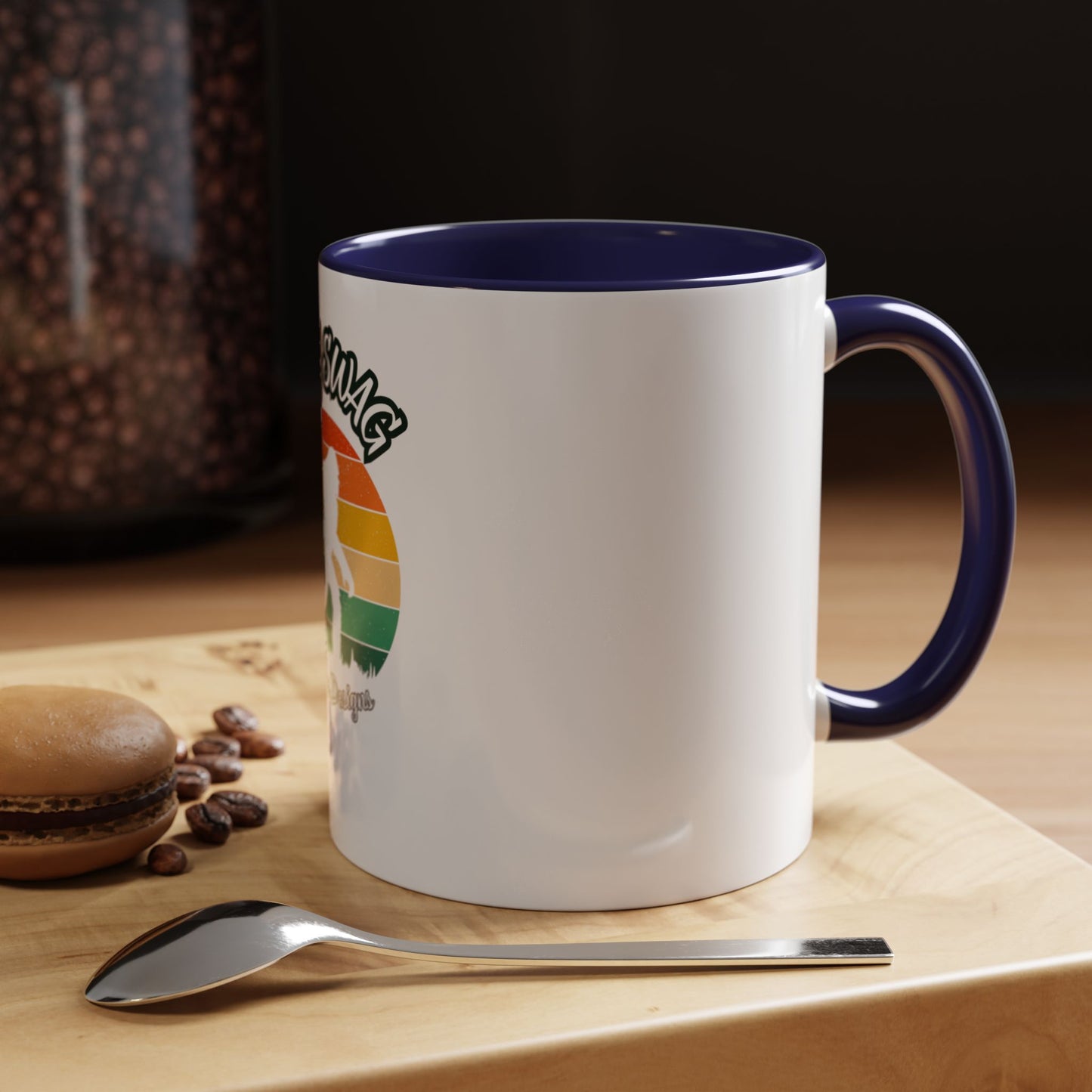 Bigfoot Retro Sunset Coffee Mug — "Arty Swag" Design, 11/15oz Accent