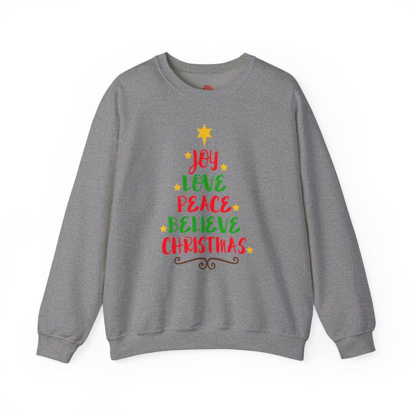 Christmas Crewneck Sweatshirt - "Joy Love Peace Believe Christmas"