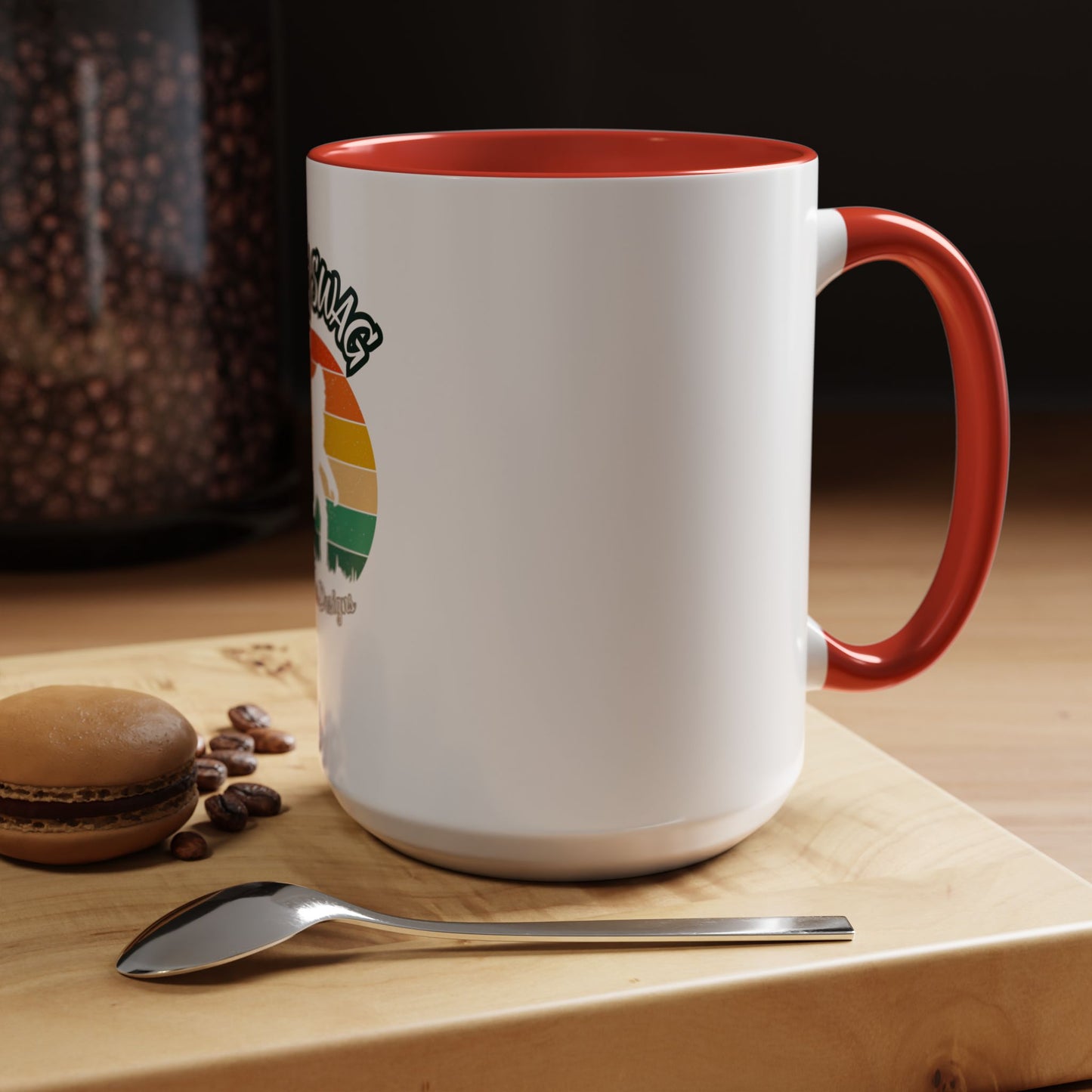 Bigfoot Retro Sunset Coffee Mug — "Arty Swag" Design, 11/15oz Accent