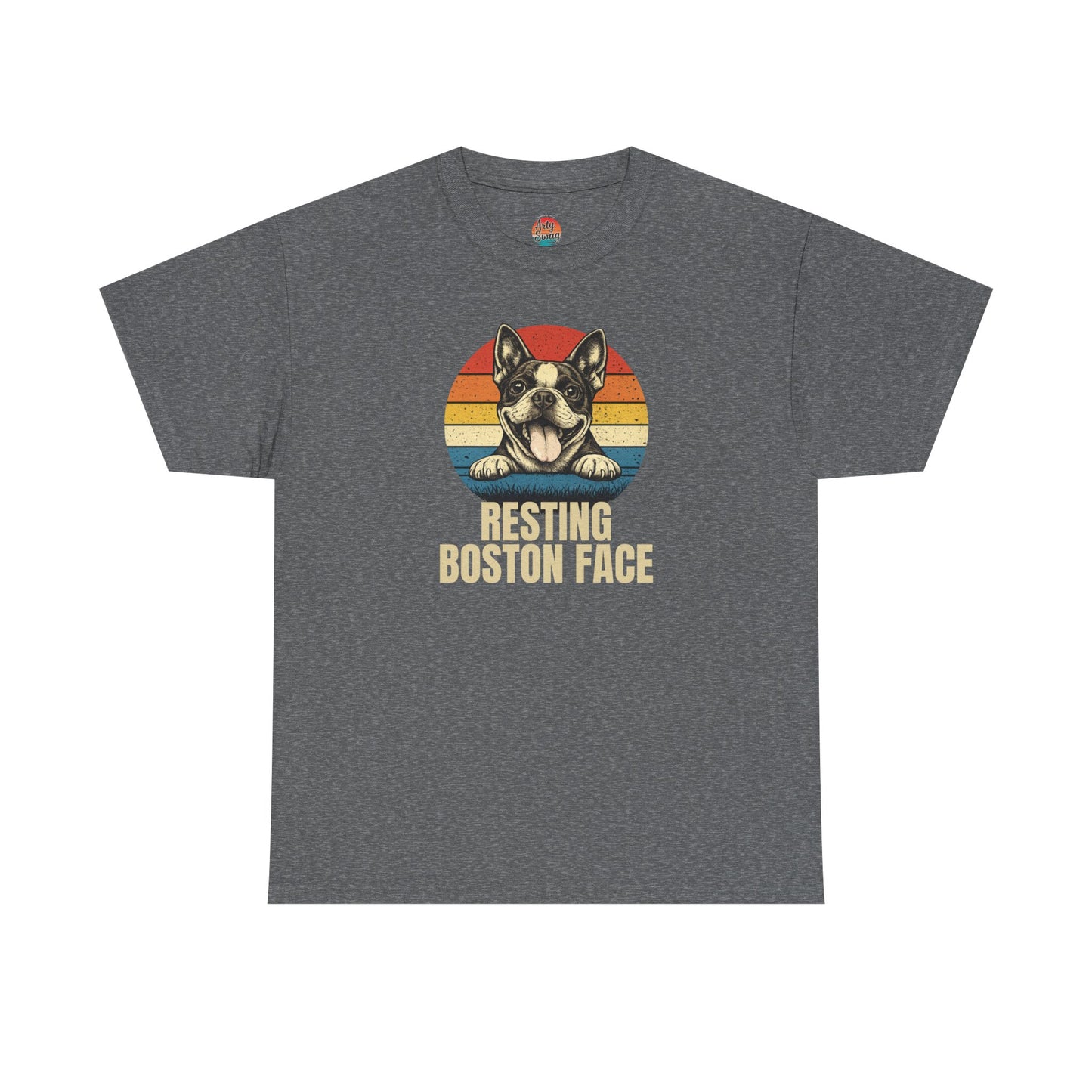 Boston Terrier Retro Tee — "Resting Boston Face" Vintage Dog Graphic T-Shirt