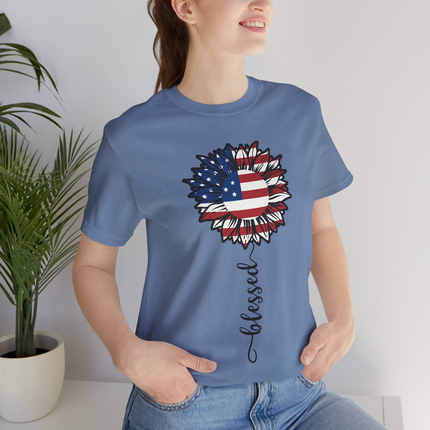 Patriotic Sunflower “Blessed” Unisex T-Shirt