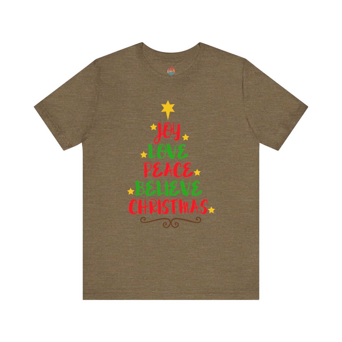 “Joy, Love, Peace, Believe, Christmas” Unisex T-Shirt