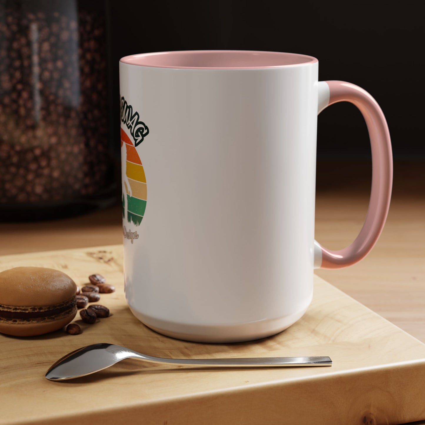 Bigfoot Retro Sunset Coffee Mug — "Arty Swag" Design, 11/15oz Accent