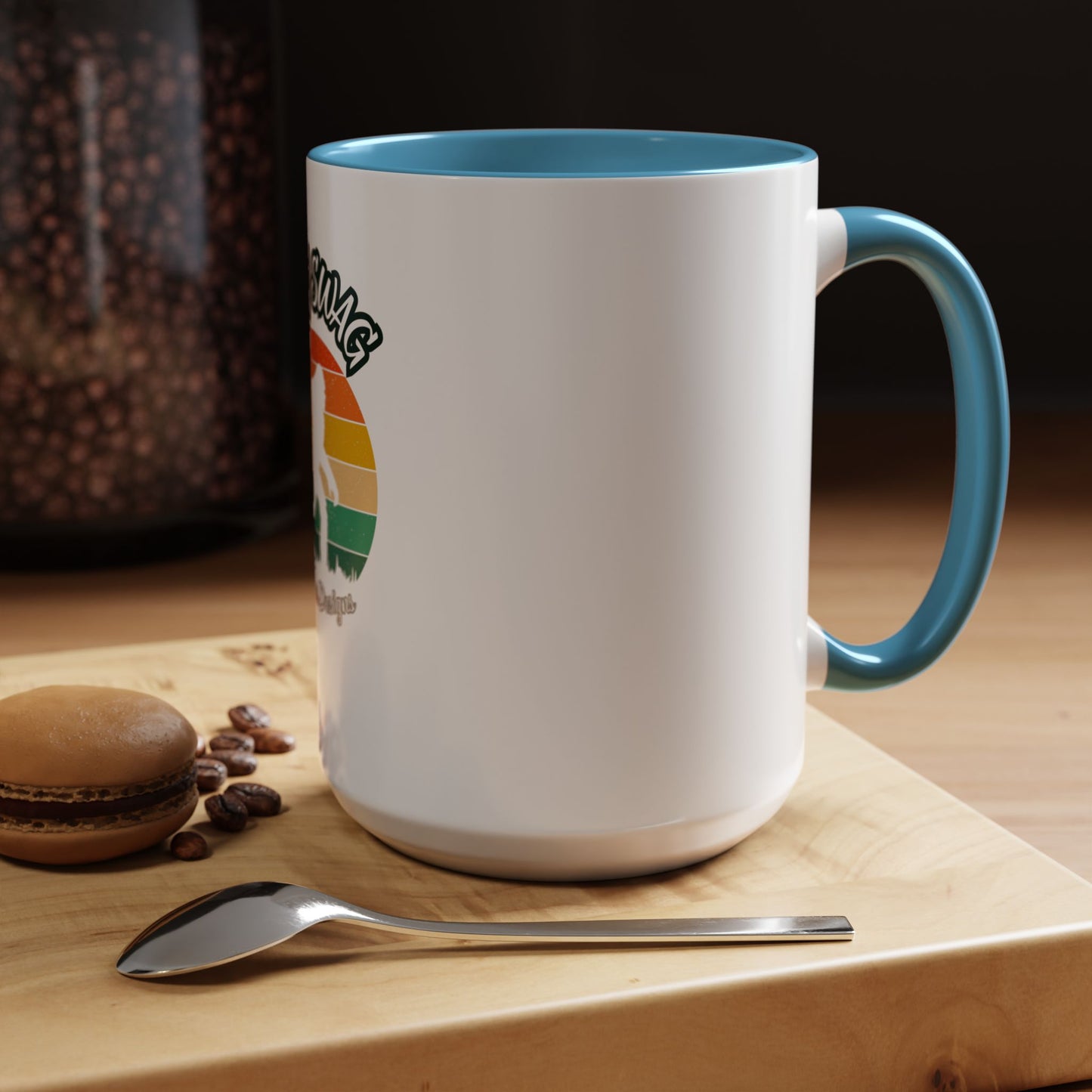 Bigfoot Retro Sunset Coffee Mug — "Arty Swag" Design, 11/15oz Accent