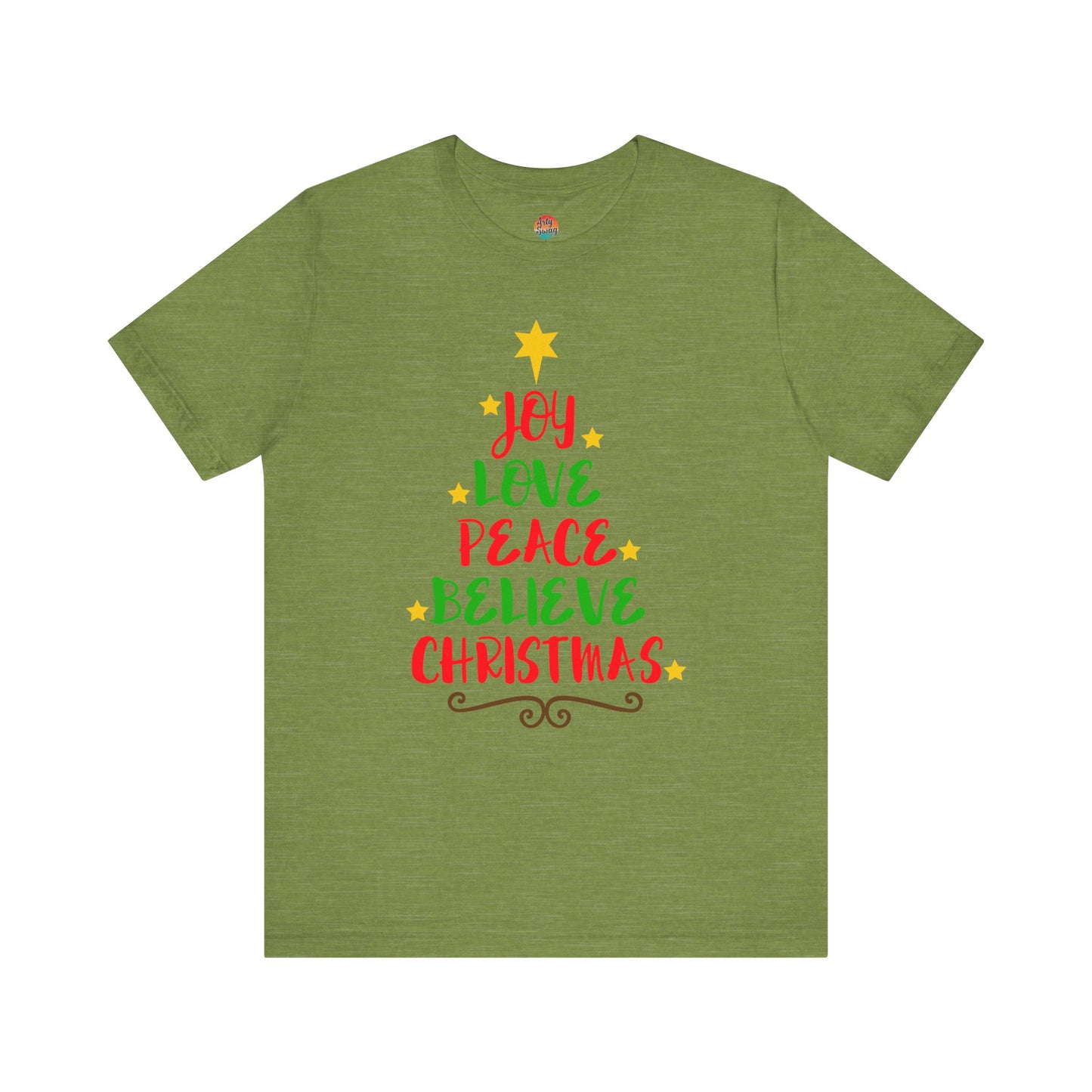 “Joy, Love, Peace, Believe, Christmas” Unisex T-Shirt