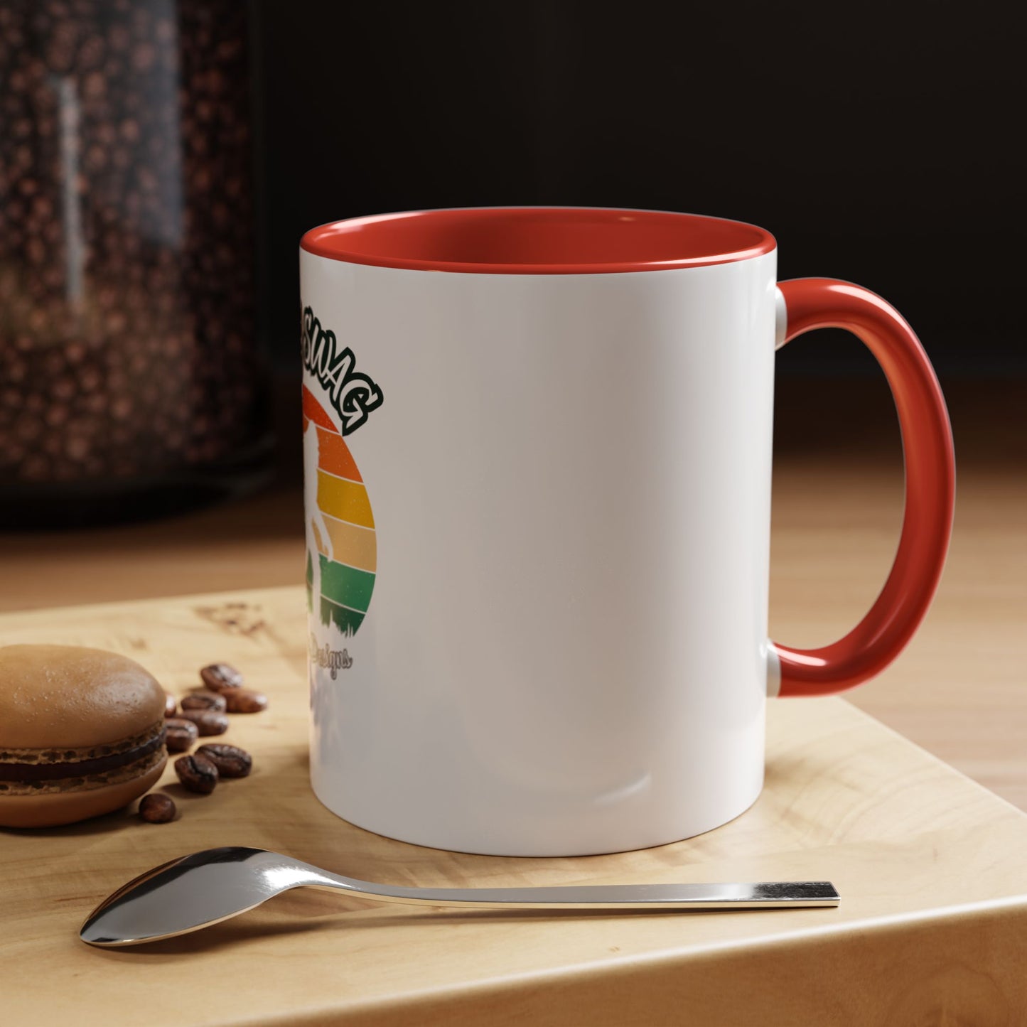 Bigfoot Retro Sunset Coffee Mug — "Arty Swag" Design, 11/15oz Accent