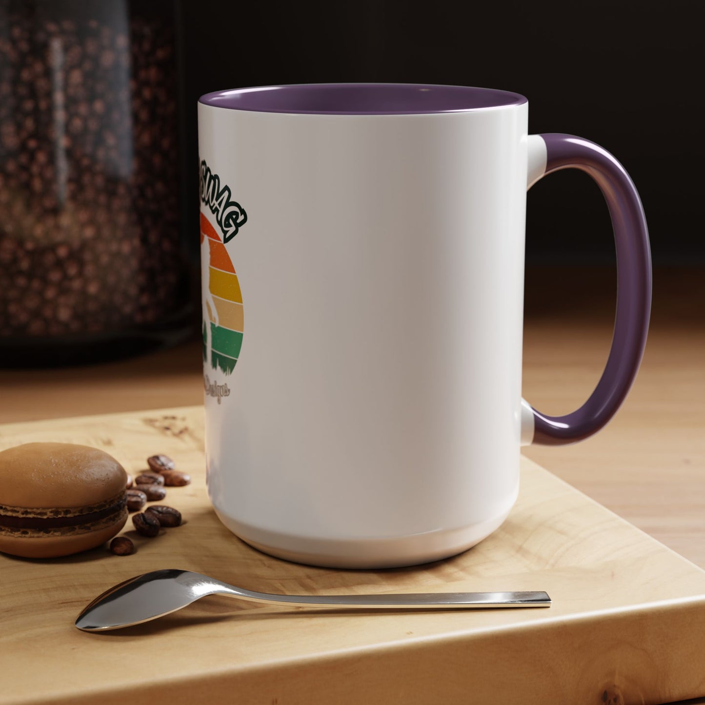 Bigfoot Retro Sunset Coffee Mug — "Arty Swag" Design, 11/15oz Accent