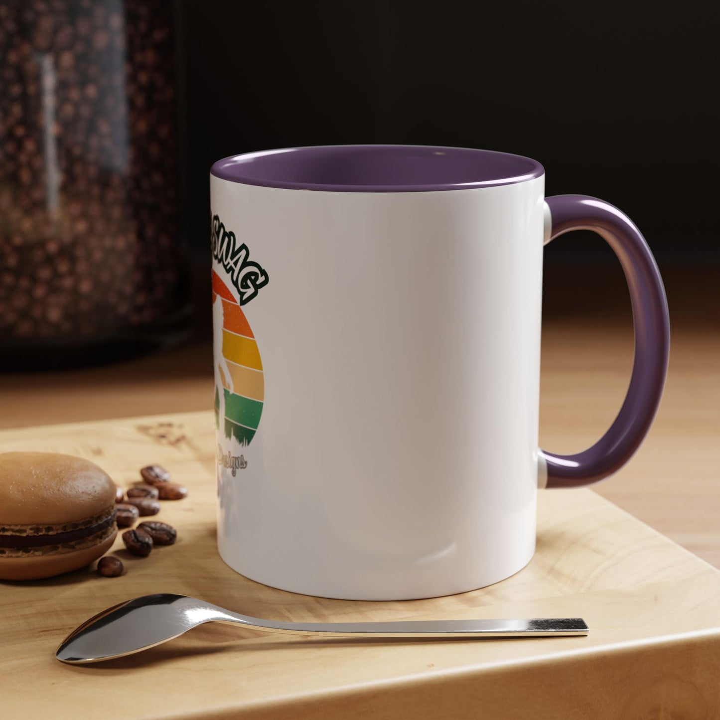 Bigfoot Retro Sunset Coffee Mug — "Arty Swag" Design, 11/15oz Accent