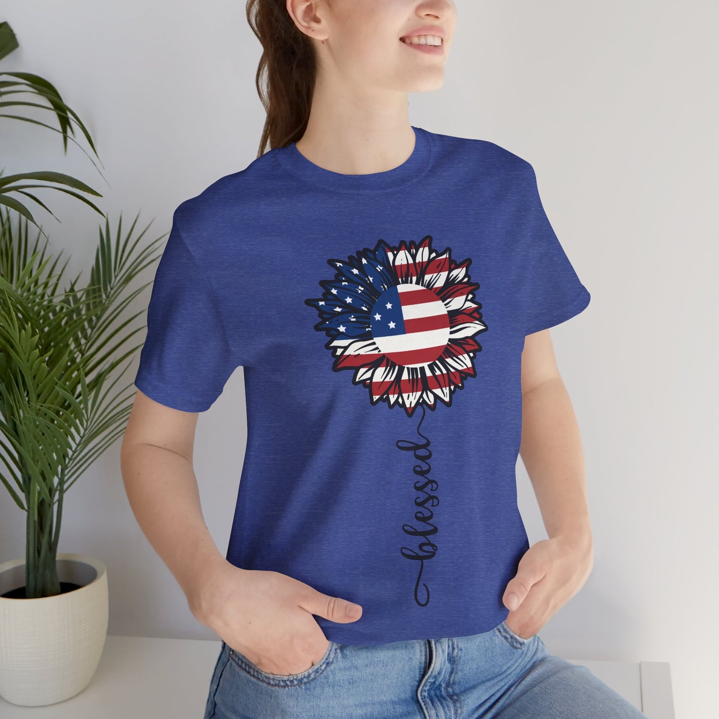 Patriotic Sunflower “Blessed” Unisex T-Shirt
