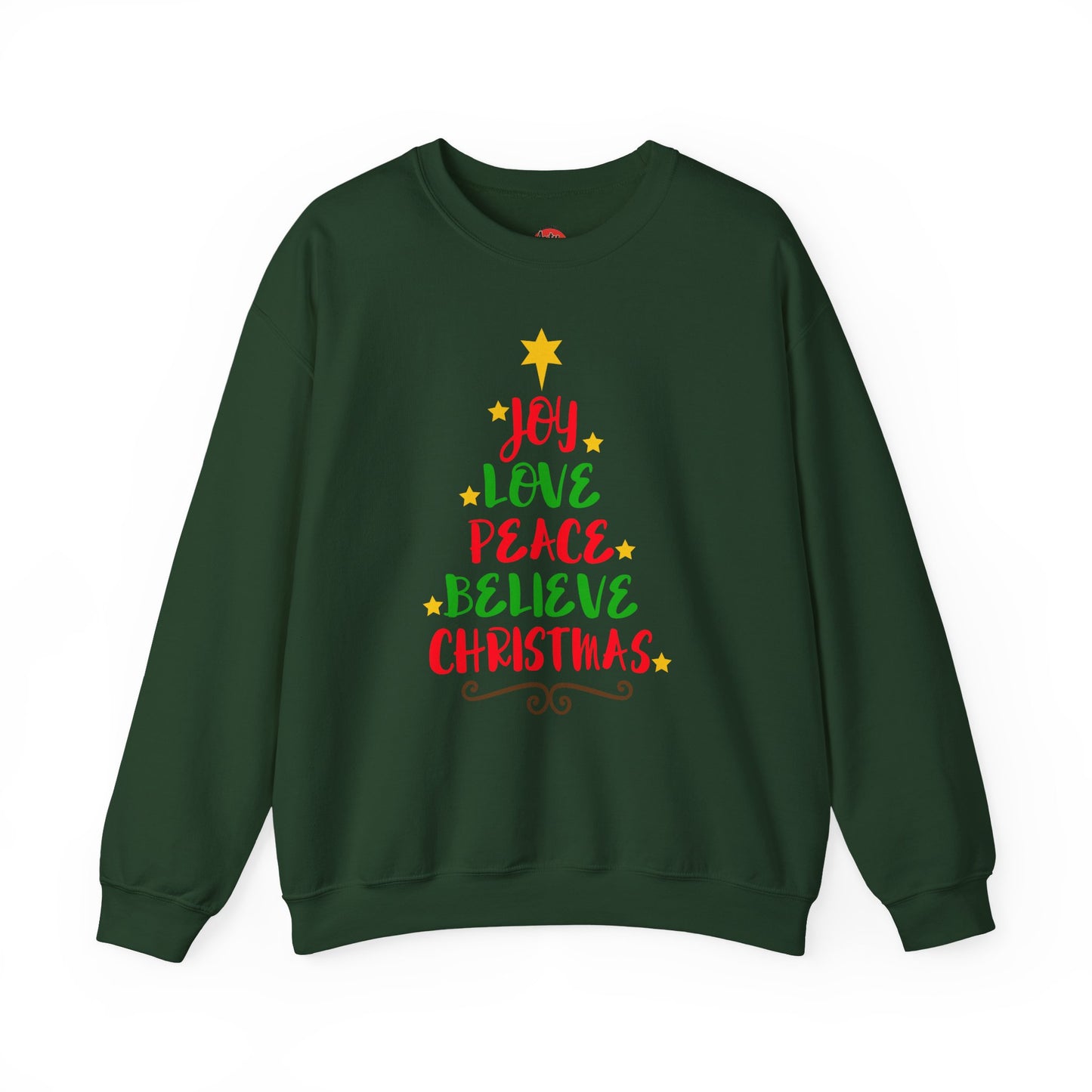 Christmas Crewneck Sweatshirt - "Joy Love Peace Believe Christmas"