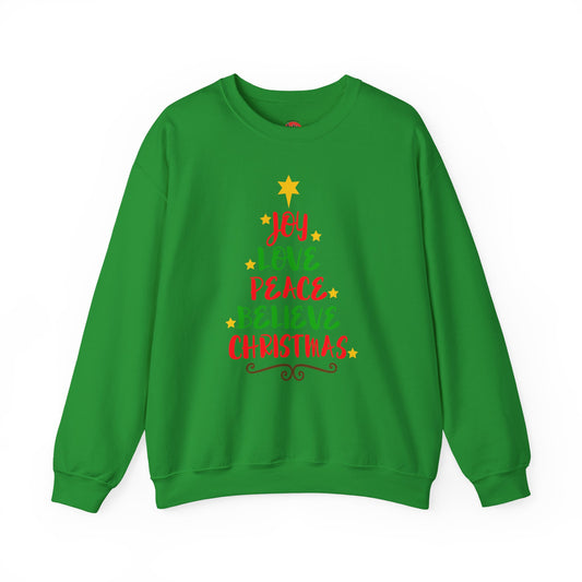 Christmas Crewneck Sweatshirt - "Joy Love Peace Believe Christmas"