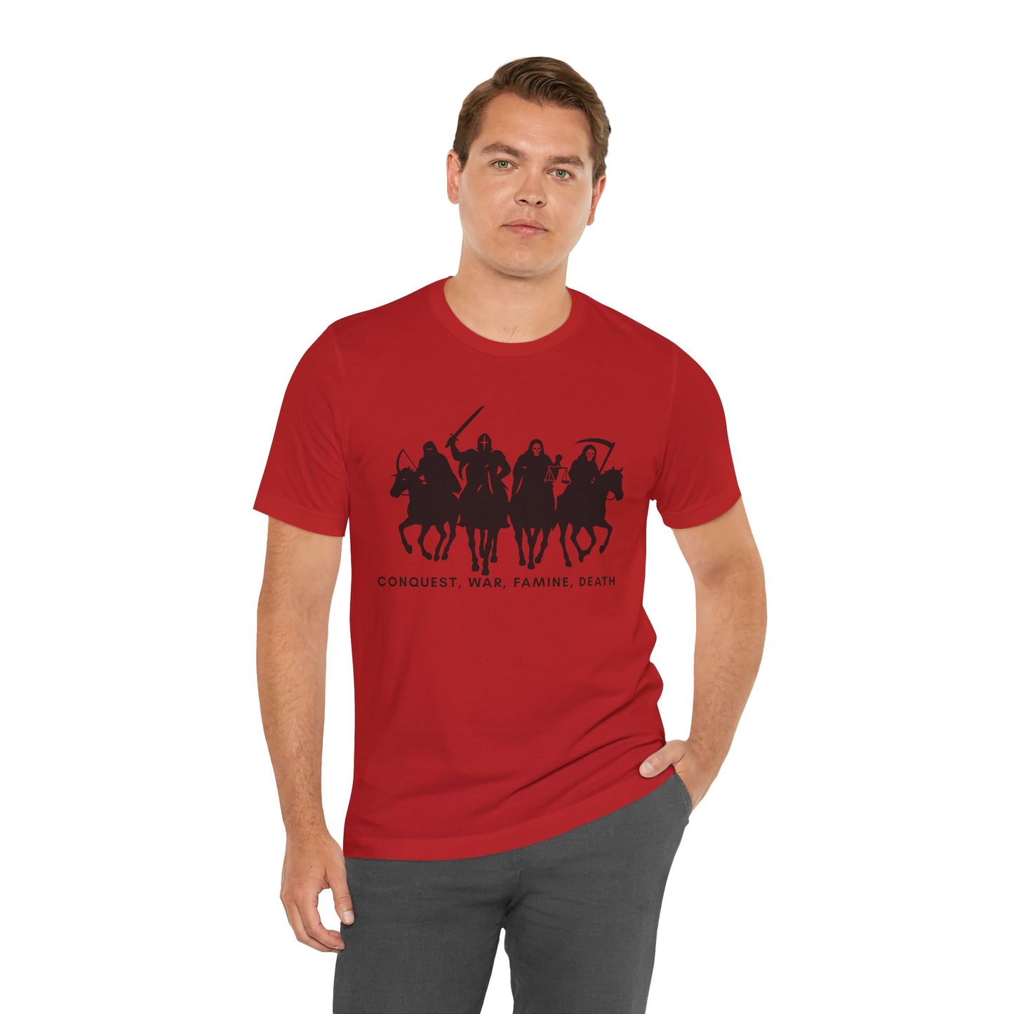 “Four Horsemen: Conquest, War, Famine, Death” Unisex T-Shirt