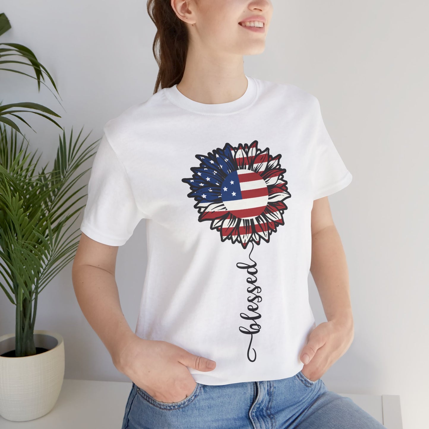 Patriotic Sunflower “Blessed” Unisex T-Shirt