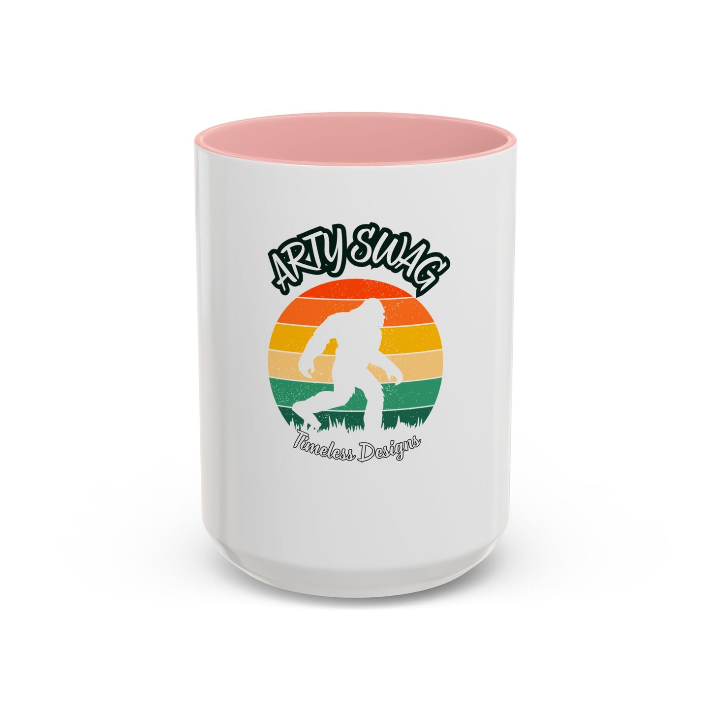 Bigfoot Retro Sunset Coffee Mug — "Arty Swag" Design, 11/15oz Accent