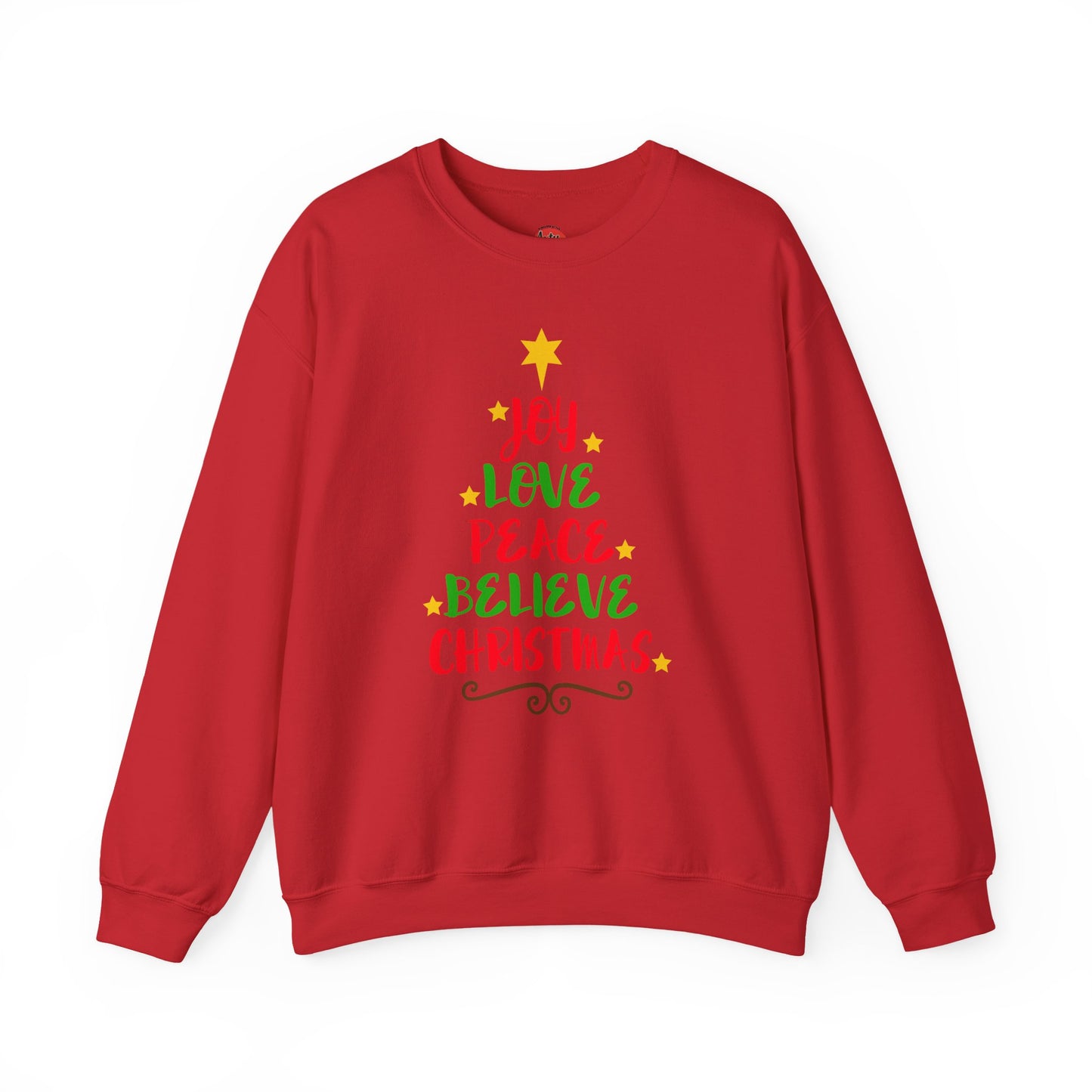 Christmas Crewneck Sweatshirt - "Joy Love Peace Believe Christmas"