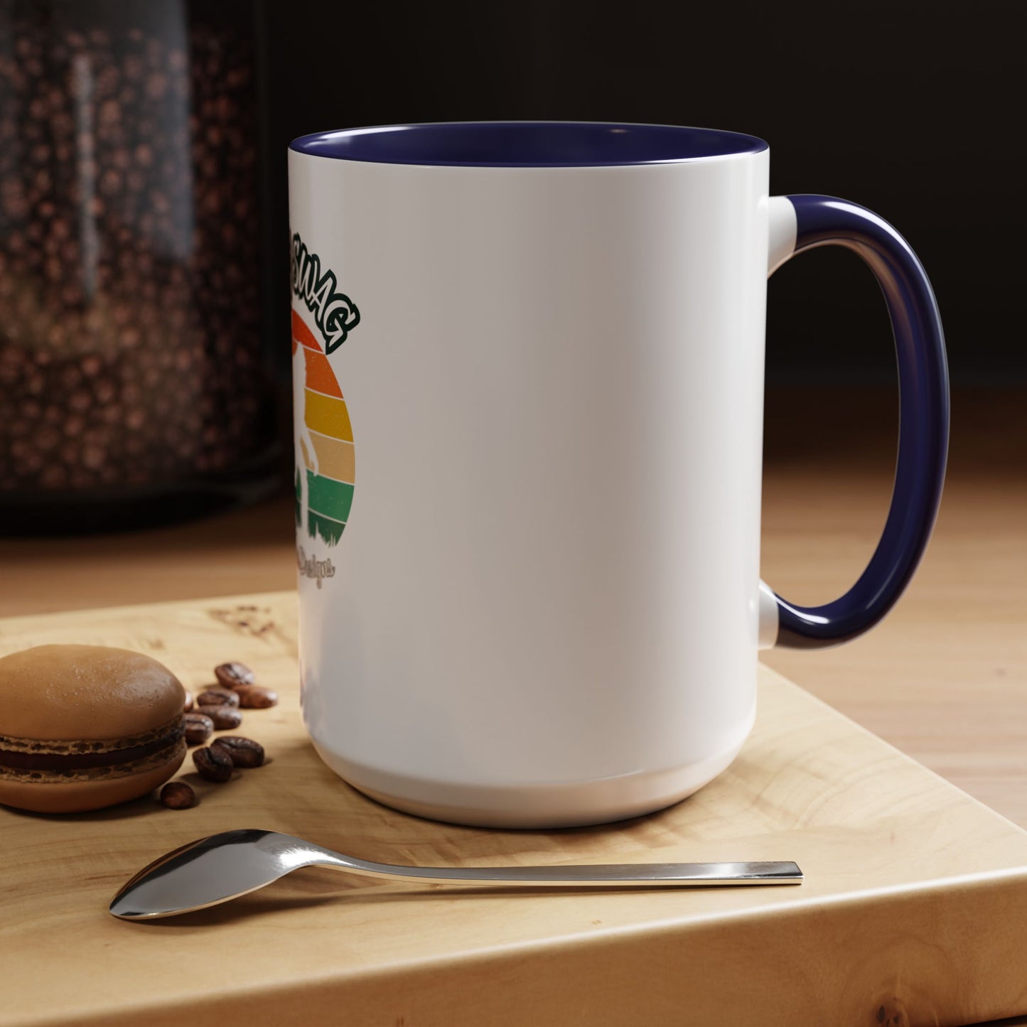 Bigfoot Retro Sunset Coffee Mug — "Arty Swag" Design, 11/15oz Accent