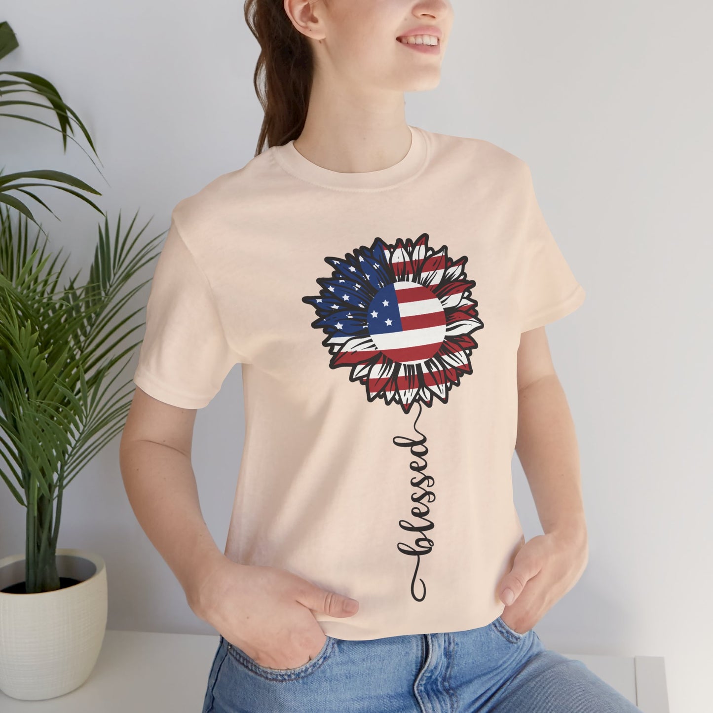 Patriotic Sunflower “Blessed” Unisex T-Shirt