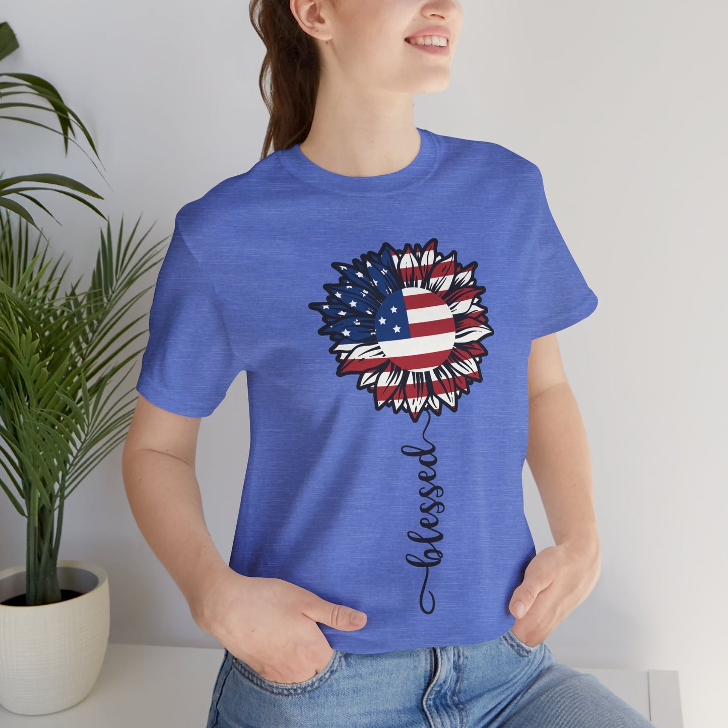 Patriotic Sunflower “Blessed” Unisex T-Shirt