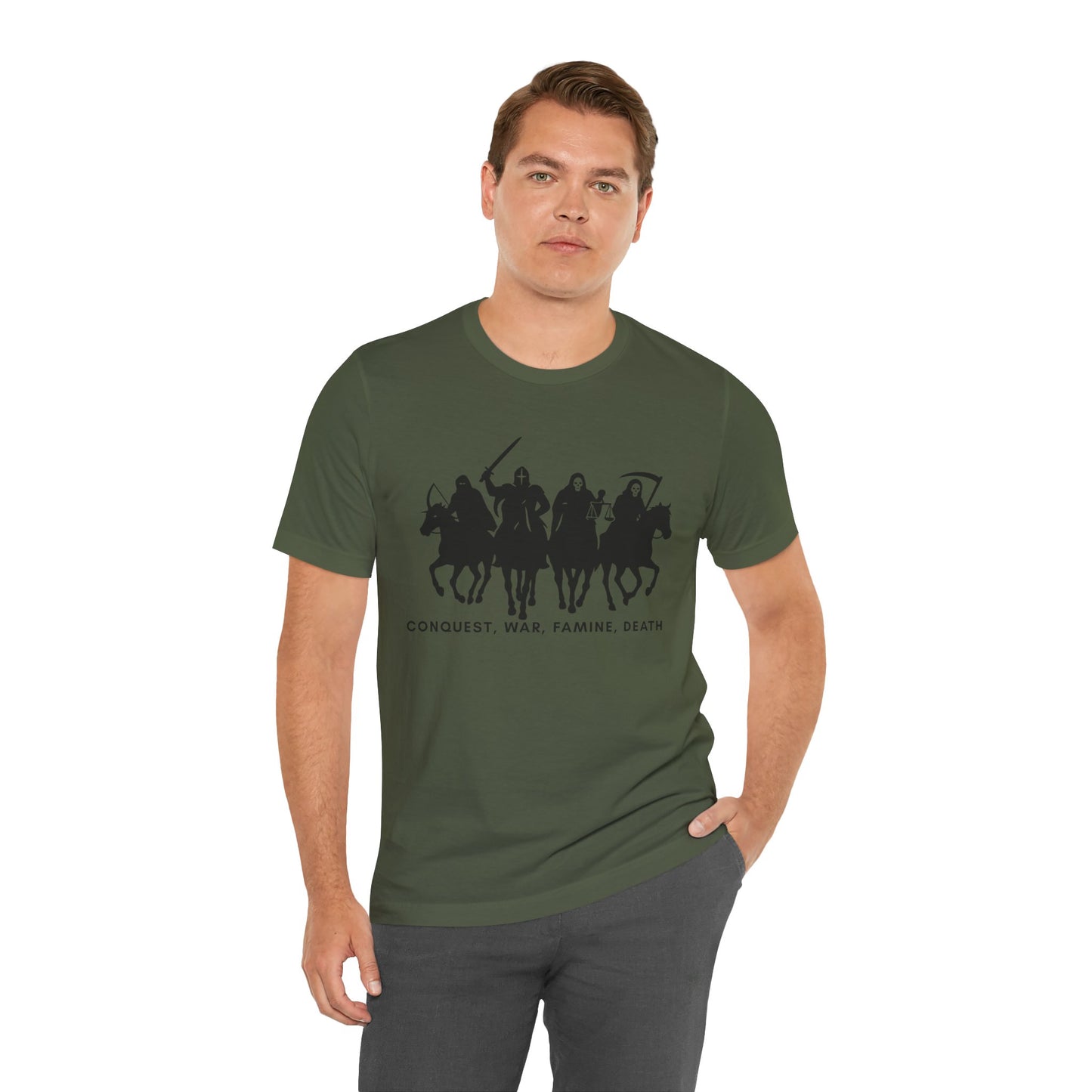 “Four Horsemen: Conquest, War, Famine, Death” Unisex T-Shirt