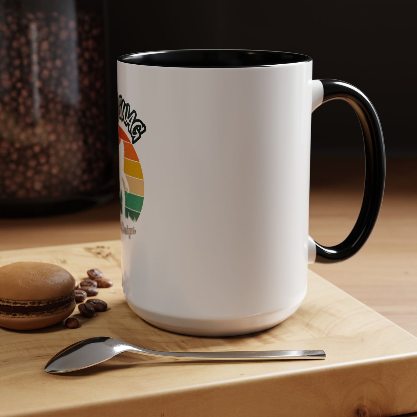 Bigfoot Retro Sunset Coffee Mug — "Arty Swag" Design, 11/15oz Accent